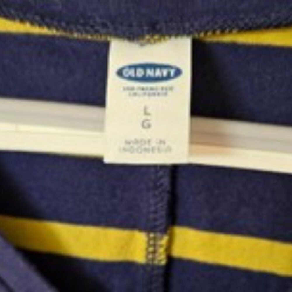 Old Navy Women Dress Bodycon V Neck Knit Blue Yellow Striped Short Sleeve Size L - Picture 12 of 12